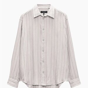 NWT rag & bone New York Matthew White Striped Men's Grey Long Sleeve size M